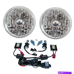 US�w�b�h���C�g 5-3 / 4�N���X�^���N���A�K���X�w�b�h���C�g���^���w�b�h�����v6K 6000K HID�d���y�A 5-3/4 Crystal Clear Glass Headlight Metal Headlamp 6K 6000K HID Light Bulbs Pair�y���s�A���i�z