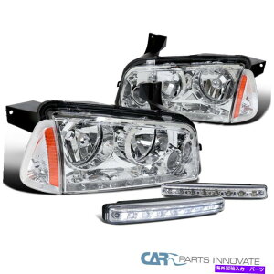 USwbhCg FIT 06-10[dNAwbhCg+R[i[Mv+ 8 LEDtHOop[Cg Fit 06-10 Charger Clear Headlights+Corner Signal Lamps+8-LED Fog Bumper Lights