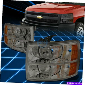USwbhCg 07-14 Silverado GMT900̂߂̋inEWOߐF̃wbhCgv̌ For 07-14 Silverado GMT900 Smoked Housing Amber Side Headlight Lamps Replacement