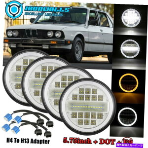 USwbhCg BMW 325I 528E 535I 735Î߂4{5.75C`LEDvWFN^[wbhCgpx̖ڂDRL 4x 5.75" inch LED Projector Headlight Angle Eyes DRL For BMW 325i 528e 535i 735i