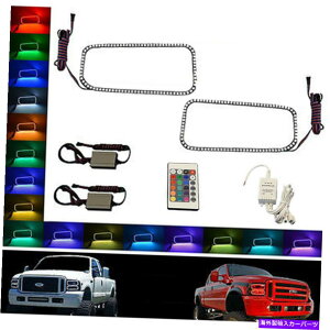 USwbhCg 05-07tH[hF-250}`J[ύXLED RGBn[Abp[wbhCgOyAIR 05-07 Ford F-250 Multi-Color Changing LED RGB Halo Upper Headlight Rings Pair IR
