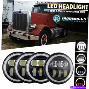 US�w�b�h���C�g PeterBilt 348 359 4PCS 5.75�̂��߂�LED�w�b�h���C�gDRL�V�g�̖ڃn�C���[�r�[���h�b�g For Peterbilt 348 359 4Pcs 5.75 LED Headlights DRL Angel Eyes High-Low Beam DOT�y���s�A���i�z