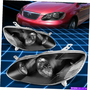 USwbhCg 03-08g^J[ubNnEWONAR[i[wbhCgv̌ For 03-08 Toyota Corolla Black Housing Clear Corner Headlight Lamps Replacement
