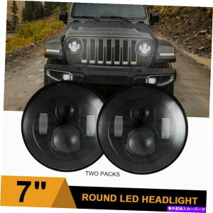 USwbhCg yA7inch LED RoungwbhCgubÑnC[r[H4 H13A_v^[pJeep CJ TJ Pair 7inch LED Roung Headlight Black High Low Beam H4 H13 Adapter for Jeep CJ TJ