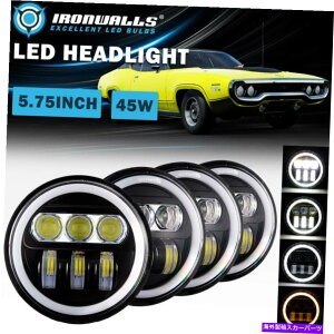 USwbhCg 1968-74 Vintage Plymouth 4PCS 5.75 "vWFN^[LEDwbhCgGWFACO For 1968-74 Vintage Plymouth 4Pcs 5.75" Projector LED Headlights Angel Eyes Ring