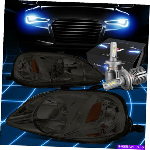 USwbhCg FIT 1999-2000z_VrbNEK^CvRbNwbhCgW / LEDLbg+N[t@X[N Fit 1999-2000 Honda Civic EK Type-R Look Headlights W/LED Kit+Cool Fan Smoked
