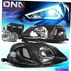 USwbhCg 1999N20000Nz_VrbNEK^CvRbNwbhCgW / LEDLbg+N[t@ubN FOR 1999-2000 HONDA CIVIC EK TYPE-R LOOK HEADLIGHTS W/LED KIT+COOL FAN BLACK