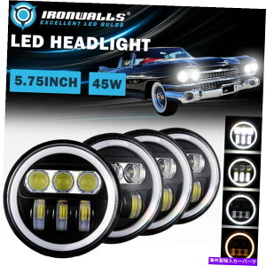 USwbhCg 58-74LfbNGhh4PCS 5.75 "vWFN^[LEDwbhCgGWFACO For 58-74 Cadillac Eldorado 4Pcs 5.75" Projector LED Headlights Angel Eyes Ring