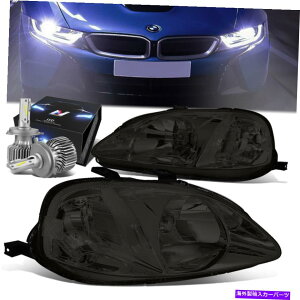 USwbhCg 2s[XX[N^CvRbNwbhCg+t@LED HIDLbg99-00z_VrbNEK / EJ 2PCS SMOKED TYPE-R LOOK HEADLIGHTS+FAN LED HID KIT FOR 99-00 HONDA CIVIC EK/EJ