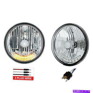 USwbhCg 7 "nQAo[6-LED^[MwbhvwbhCgjOCgdyA 7" Halogen Amber 6-LED Turn Signal Headlamp Headlight Running Lights Bulbs Pair