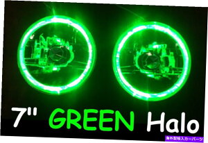 USwbhCg 7 "EhLEDn[wbhCgCgtBAbgK[gN}A[^X[p[u[ GREEN 7" Round LED Halo Headlights Lights Fiat Regato Croma Argenta Superbravo