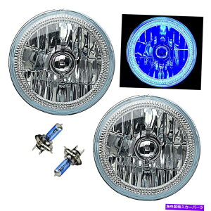 USwbhCg 7 "䎲LEDu[n[GWFACH4wbhvwbhCgnQdyA 7" COB LED Blue Halo Angel Eye H4 Headlamp Headlight Halogen Light Bulb Pair