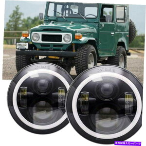 USwbhCg W[vE[JK LJ TJ 2X 7C`EhLEDwbhCg/ Wn[p̖ Fit For Jeep Wrangler JK LJ TJ 2x 7inch Round LED Headlight /w Halo Angle Eyes