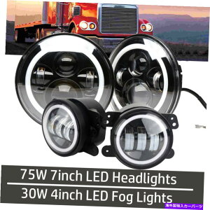 USwbhCg FreightLiner Coronado 7 '' LEDwbhCgEhvWFN^[HI / LO + FOG LIGHT 4 '' for Freightliner Coronado 7'' LED Headlight Round Projector Hi/Lo+ Fog Light 4''