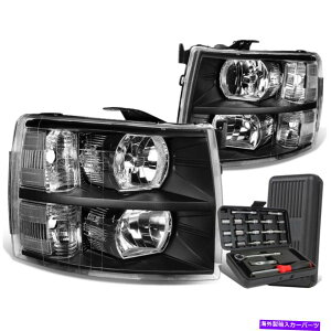 USwbhCg 2007-2014 Chevy SilveradoyAubN/NAVOiwbhCgv+c[{bNX For 2007-2014 Chevy Silverado Pair Black/Clear Signal Headlight Lamps+Tool Box