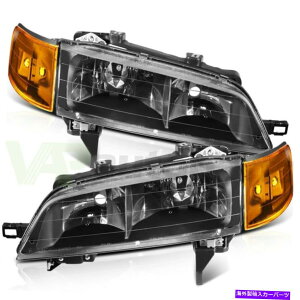 USwbhCg 1994-1997z_AR[hNAn[tg+ẼwbhCgAZu Headlights Assembly For 1994-1997 Honda Accord Clear Halo Front Left+Right Sides