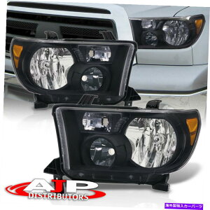 USwbhCg BlackߐF̃wbhCǵA2007-2013g^chZRCÂ߂̉EyAc܂ Black Amber Headlights Lamps Left Right Pair For 2007-2013 Toyota Tundra Sequoia