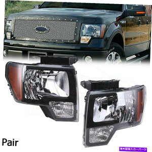 USwbhCg 2009-2014tH[hF150sbNAbvubNIWFvWFN^[wbhCǧyA For 2009-2014 Ford F150 Pickup Black Amber Projector Headlight Replacement Pair