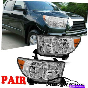 USwbhCg 2007-2013g^ch2008-2017 Sequoia ChromewbhCgAo[yA Fit For 2007-2013 Toyota Tundra 2008-2017 Sequoia Chrome Headlights Amber Pair