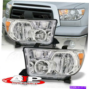 USwbhCg ChromeߐF̃wbhCg2007-2013g^chV[RCÂ߂ɉEɎcv Chrome Amber Headlights Lamps Left Right For 2007-2013 Toyota Tundra Sequoia