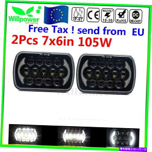 US�w�b�h���C�g �W�[�vwrangler yj�`�F���L�[xj�̂��߂�2�s�[�X7x6 105w�����`LED�w�b�h���C�gDRL 2Pcs 7X6 105W Rectangular LED Headlight DRL for Jeep Wrangler YJ Cherokee XJ�y���s�A���i�z