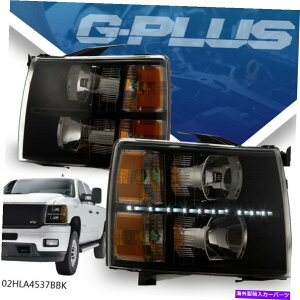 USwbhCg 07-14V{[SilveradoubN/NALEDCgDRLAo[R[i[wbhCgv For 07-14 Chevy Silverado Black/Clear LED LIGHT DRL Amber Corner Headlight Lamp