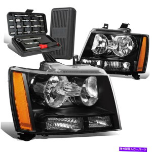 US�w�b�h���C�g 2007-2014 Chevy Tahoe Suburban 2PCS�u���b�N/�A���o�[�V�O�i���w�b�h���C�g+�c�[���{�b�N�X For 2007-2014 Chevy Tahoe Suburban 2Pcs Black/Amber Signal Headlights+Tool Box�y���s�A���i�z