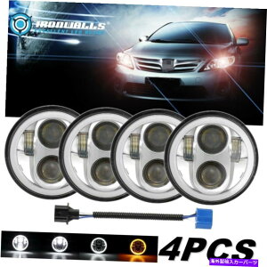 US�w�b�h���C�g 4PCS���E���h5.75 5-3 / 4 LED�w�b�h���C�g�A���o�[�^�[���M��DRL�̂��߂̒���� 4PCS Round 5.75 5-3/4 LED Headlights Amber Turn Signal DRL For Dodge Challenger�y���s�A���i�z