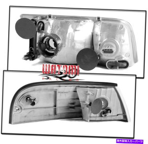 USwbhCg 98-11tH[hNErNgAN[wbhCg+R[i[vW / BLUE LED DRLLbg FOR 98-11 FORD CROWN VICTORIA CHROME HEAD LIGHTS +CORNER LAMP W/BLUE LED DRL KIT