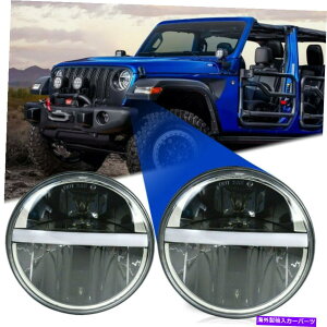 USwbhCg ^[VOiߐF̔DRLƌ݊̂7C`̎LED̃wbhCgJEEP 7 Inch Car LED Headlights With Turn Signal Amber White DRL Compatible For Jeep
