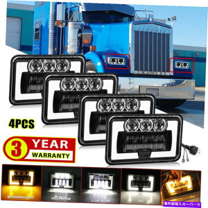 US�w�b�h���C�g �P�����[�XT400 T800 W900�p4×6�C���`LED�w�b�h���C�gDRL HI / LO�u���b�N�V�[���r�[�� 4x6 inch LED Headlights DRL Hi/Lo Black Sealed Beam for Kenworth T400 T800 W900�y���s�A���i�z