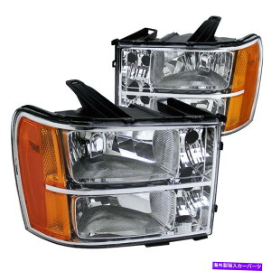 USwbhCg 2007-2013 GMC Sierra Pickup Chrome Headlights Amber For 2007-2013 Gmc Sierra Pickup Chrome Headlights Amber