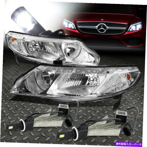 USwbhCg 06-11VrbNZ_N[nEWONAR[i[wbhCg+ 6000K 9006 LEDd FOR 06-11 CIVIC SEDAN CHROME HOUSING CLEAR CORNER HEADLIGHT+6000K 9006 LED BULB