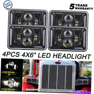 USwbhCg Peterbil Kenworth FreightLiner̂߂4{LED 4 x 6vWFN^[LEDwbhCgHi-Lor[ 4x LED 4x6 Projector LED Headlight Hi-Lo Beam For Peterbil Kenworth Freightliner