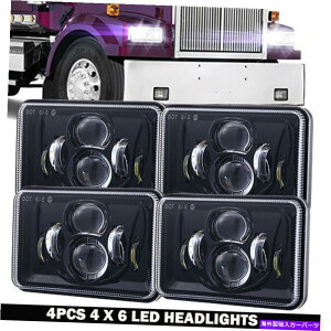 USwbhCg LED 4×6`̃vWFN^[n[LEDwbhCg[r[DRLv Black LED 4x6 Rectangular Projector Halo LED Headlights High Low Beam DRL Lamp