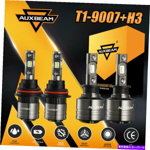 USwbhCg AUXBeam 140W 6500K H3 + 9007 LEDwbhCgdfR[_[HI LOr[tHOR{4X T1 AUXBEAM 140W 6500K H3+9007 LED Headlight Bulb Decoder Hi Lo Beam Fog Combo 4x T1