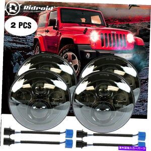 USwbhCg n[[W[v̂߂4s[Xhbg7 "C`wbhCgEhLED HI / LOr[vWFN^[ 4pcs DOT 7" inch Headlight Round LED Hi/Lo Beam Projector For Harley Jeep