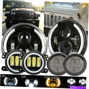 USwbhCg 7C`LEDwbhCgDRL + 4 "tHOCg+^[MCgtBbgW[vO[JK 7INCH LED Headlight DRL + 4" Fog Light+ Turn Signal Lights Fit Jeep Wrangler JK
