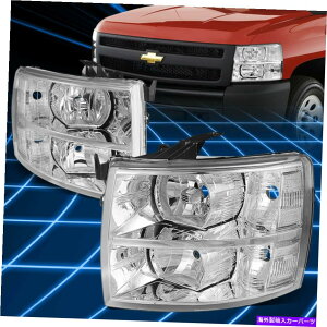 USwbhCg 07-14 Silverado GMTN[nEWOJR[i[wbhCgv̌ For 07-14 Silverado GMT Chrome Housing Clear Corner Headlight Lamps Replacement