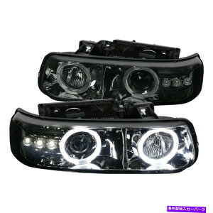 USwbhCg V{[Silverado Tahoe Suburan Smoke Halo LED DRLvWFN^[wbhCg For Chevy Silverado Tahoe Suburban Smoke Halo LED DRL Projector Headlights