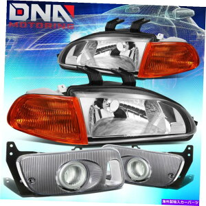 USwbhCg 1992-1995z_VrbNN[nEWOAo[R[i[wbhCg+op[tHOv FOR 1992-1995 HONDA CIVIC CHROME HOUSING AMBER CORNER HEADLIGHT+BUMPER FOG LAMPS
