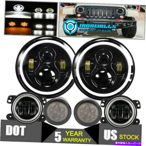USwbhCg 7''ledwbhCg+^[VOiCg+tHOvLbgtBbgW[vO[JK 07-17 7''LED Headlight +Turn Signal Lights+Fog Lamp Kit Fit for Jeep Wrangler JK 07-17