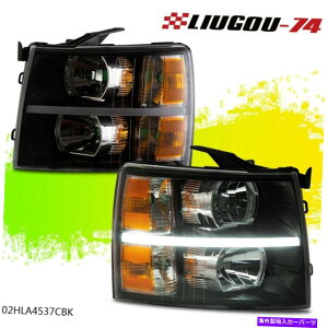 US�w�b�h���C�g 07-14�̃V�{���[Silverado LED DRL�X�g���b�v�u���b�N/�A���o�[�R�[�i�[�w�b�h���C�g�����v Fit for 07-14 Chevy Silverado LED DRL Strip Black/Amber Corner Headlight Lamp US�y���s�A���i�z