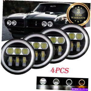 USwbhCg v}X̂߂4{5.75 "5-3 / 4" LEDwbhCgDRLVg̃vWFN^[̓_r[ 4x 5.75" 5-3/4" LED Headlight DRL Angel Eye Projector DOT Beam for Plymouth