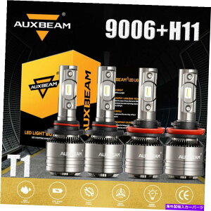 USwbhCg AUXBeam 4X 9006 + H11 70W 6500K LEDwbhCgdɂ/ᖶ̃r[tĂT1 AUXBEAM 4x 9006+H11 70W 6500K LED Headlight Bulb Hi/Low Fog Beam With Decoder T1