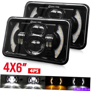 USwbhCg COCg2s[X4×6C`LEDwbhCgHI / LOV[r[80WAo[n[H4651 CO LIGHT 2pcs 4x6 Inch LED Headlights Hi/Lo Sealed Beam 80W Amber Halo H4651