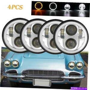 USwbhCg 4PC 5.75 "LEDwbhCgBICOLOR DRLtBbgV{[J}Caprice Biscayne 4PC 5.75" LED Headlights Bicolor DRL fit Chevrolet Camaro Caprice Biscayne