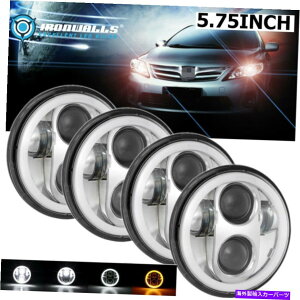 USwbhCg 4s[X5.75 "5-3 / 4"ۂvWFN^[LEDwbhCg̓tH[hЂ̏K 4PCS 5.75" 5-3/4" Round Projector LED Headlights Angel Eye For Ford LTD Custom