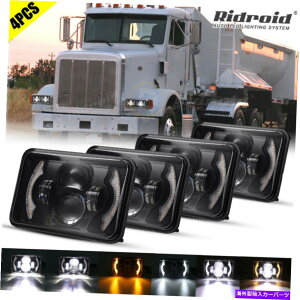 USwbhCg P[XT800̂߂4s[X4x6 "LED̓dDRL Hi-Lor[vWFN^[̃wbhCg 4pcs 4X6" LED Light Bulbs DRL Hi-Lo Beam Projector Headlights For Kenworth T800
