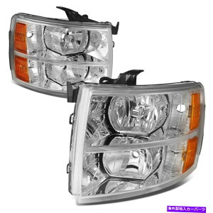 USwbhCg FIT 2007-2014V{[Vo[hGyAN[nEWOnEWOAo[TChwbhCg/vZbg Fit 2007-2014 Chevy Silverado Pair Chrome Housing Amber Side Headlight/Lamp Set